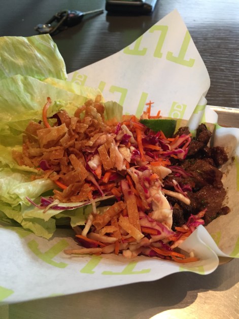 Daily special. Kogi beef lettuce wraps with peanut sauce.