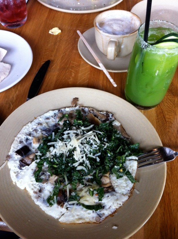 Veggie egg white omelette and Kale-Aid